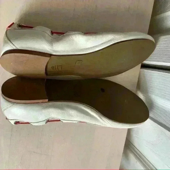 Hunter Dominica White Leather Flats Pull Tie 8 - Picture 9 of 10